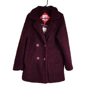 NWT Vintage Hot Kiss Fuzzy Burgundy Coat Jacket
